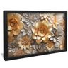 quadro floral dourado em ceramica preto reflexo
