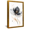 quadro floral em aquarela dourado
