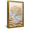 quadro arvore e ondas ceramica dourado