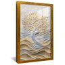 quadro arvore e ondas ceramica dourado reflexo