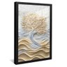 quadro arvore e ondas ceramica preto reflexo