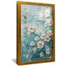 quadro pintura flores e borboleta dourado reflexo