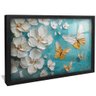 quadro pintura floral e borboletas preto reflexo
