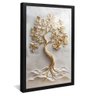 quadro arvore em ouro e gesso preto reflexo