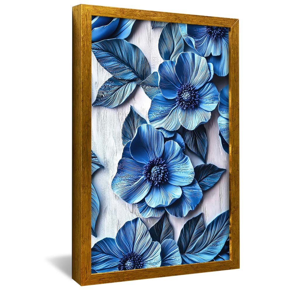 Quadro Decorativo Flor Azul na Madeira V2070