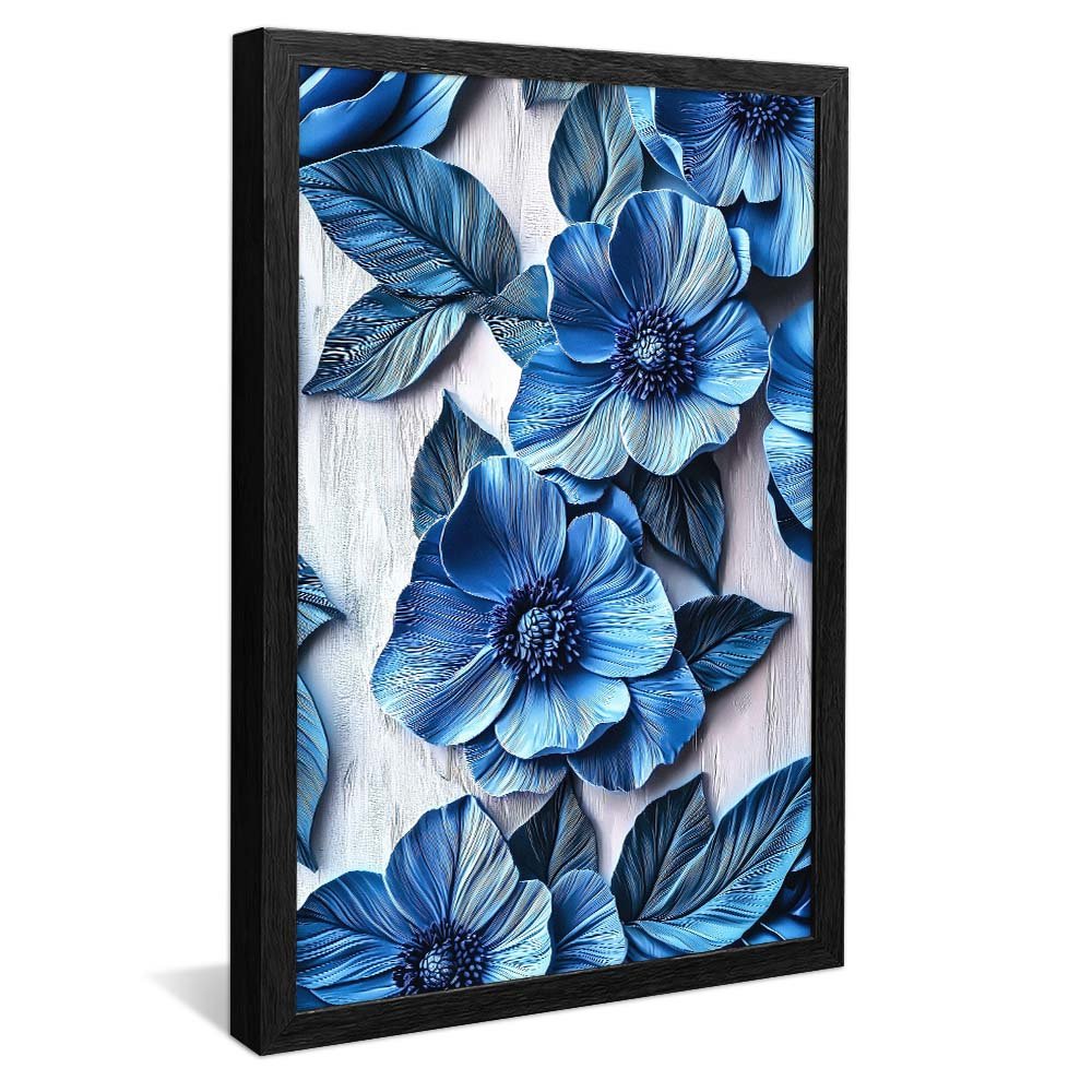 ・Juliane Marie・Blue flower・額装３４cm×２８cm・ Quadro Decorativo Flor Azul na Madeira V2070