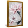 quadro pintura flor branca e rosa dourado