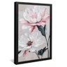 quadro pintura flor branca e rosa preto