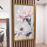 1 quadro pintura flor branca e rosa dourado
