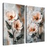 quadro duo pintura floral em oleo borda infinita