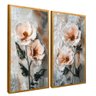 quadro duo pintura floral em oleo dourado
