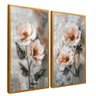 quadro duo pintura floral em oleo dourado reflexo