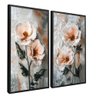 quadro duo pintura floral em oleo preto