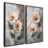 quadro duo pintura floral em oleo preto reflexo