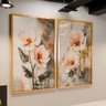 1 quadro duo pintura floral em oleo dourado