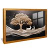 quadro arvore e cervos dourado reflexo