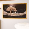 2 quadro arvore e cervos dourado