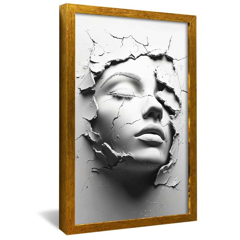 quadro mulher ressurgindo dourado