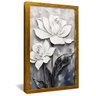 quadro floral em pintura oleo dourado
