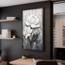 1 quadro floral em pintura oleo preto