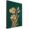 quadro floral dourado em verde pasto borda infinita