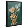 quadro floral dourado em verde pasto preto reflexo
