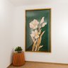 1 quadro floral dourado em verde pasto dourado