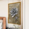 2 quadro floral cromado em pasto dourado