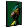 quadro mulher e turbante com penas preto