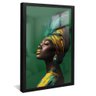 quadro mulher e turbante com penas preto reflexo