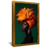 quadro mulher com turbante laranja dourado