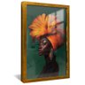 quadro mulher com turbante laranja dourado reflexo