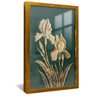 quadro flor em ouro no fundo verde dourado reflexo