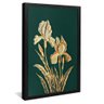 quadro flor em ouro no fundo verde preto
