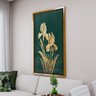 2 quadro flor em ouro fundo verde dourado