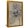 quadro flor cinza em pasto dourado
