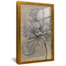 quadro flor cinza em pasto dourado reflexo