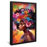 quadro mulher negra com flores preto