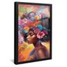 quadro mulher negra com flores preto reflexo