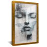 quadro rosto feminino abstrato dourado reflexo