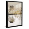 quadro flores branco com detalhes dourados preto reflexo