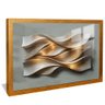quadro painel 3d aco escovado dourado reflexo