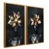 quadro duo mulher e floral dourado dourado reflexo