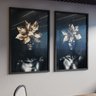 2 quadro duo mulher floral preto