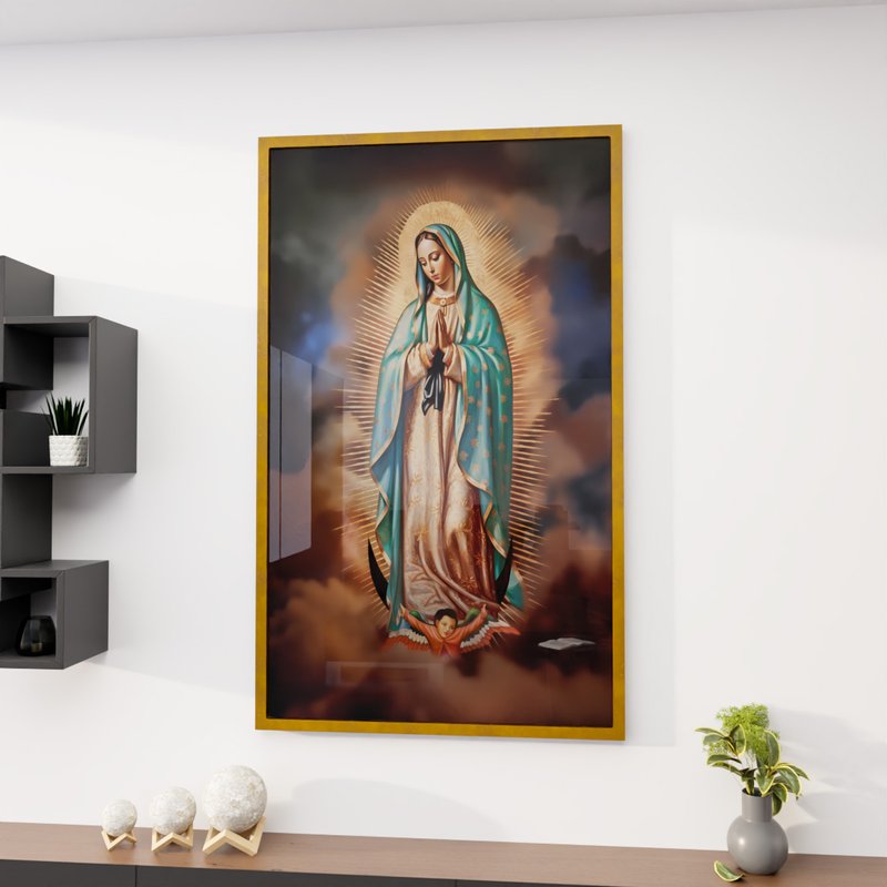 1 quadro nossa senhora de guadalupe dourado