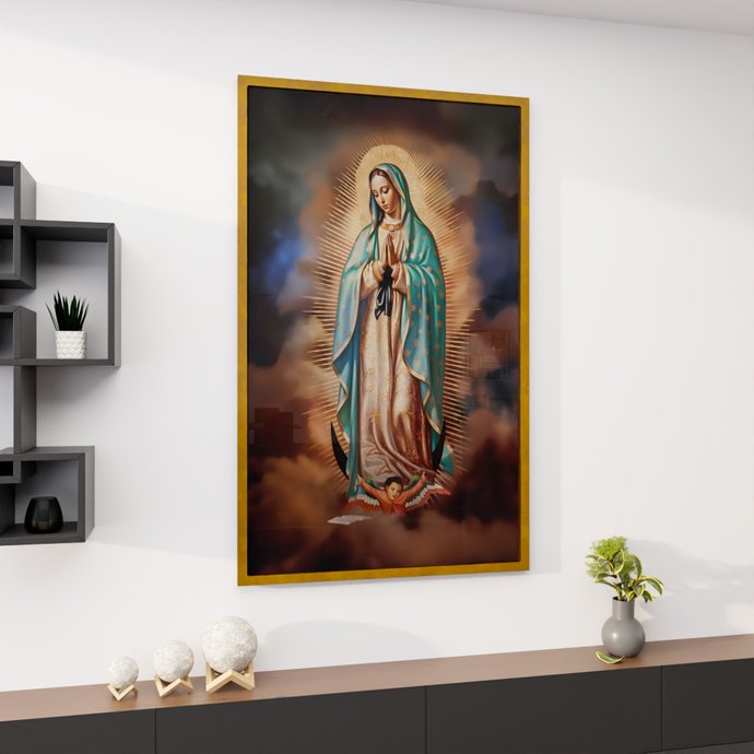 2 quadro nossa senhora de guadalupe dourado