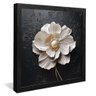 quadro floral branco em pasto no fundo preto preto