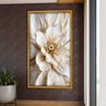 1 quadro pintura floral branco dourado