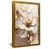 quadro pintura flor de castanha dourado
