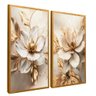 quadro duo floral castanha dourado